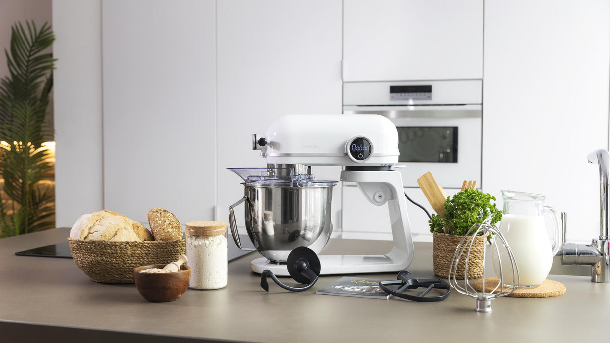 Mixer planetar Cecotec Twist&Fusion 4500 Luxury White, 800 W, bol de 5,2 l, 8 viteze, alb