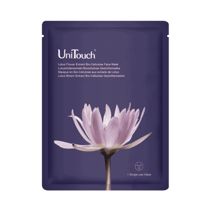 Mască facială UniTouch Bio-Cellulose Lotus Flower, antirid, 26 ml, tester