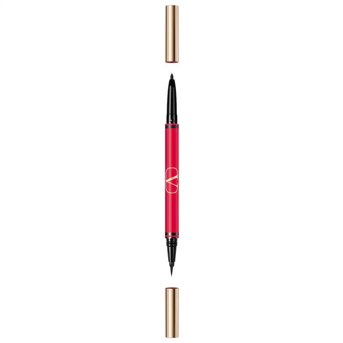 Creion eyeliner gel Valentino Twin Liner, cu două capete, nuanța 02 Negru & Rosso, 8 g