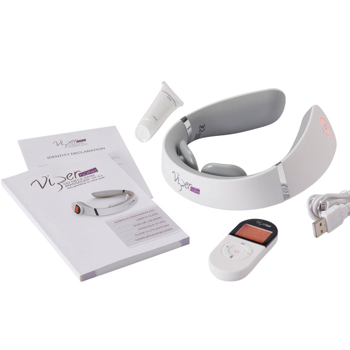 Masajer pentru gât ViperPharm Vipernake Go Neck Pain, fără fir, design ergonomic, alb