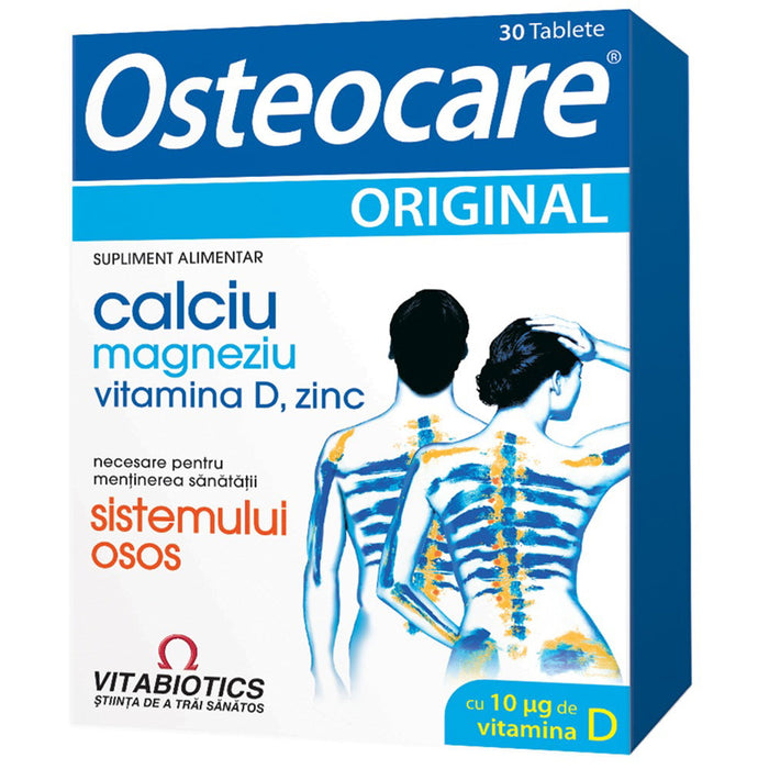Supliment alimentar Vitabiotics Osteocare Original, cu calciu, magneziu, vitamina D și zinc, 30 de tablete