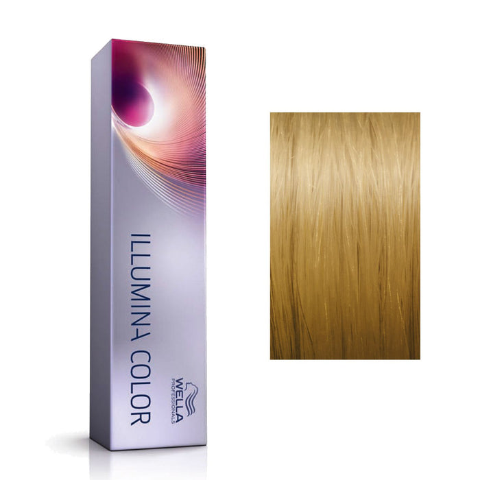 Vopsea permanentă de păr Wella Professionals Illumina Color, nuanța 8/38 Light Blonde Golden Blue, 60 ml