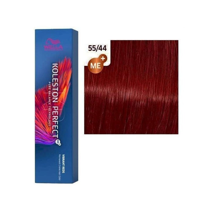 Vopsea permanentă de păr Wella Professionals Koleston Perfect Me+, nuanța 55/44 Intense Light Brown Red Red, 60 ml