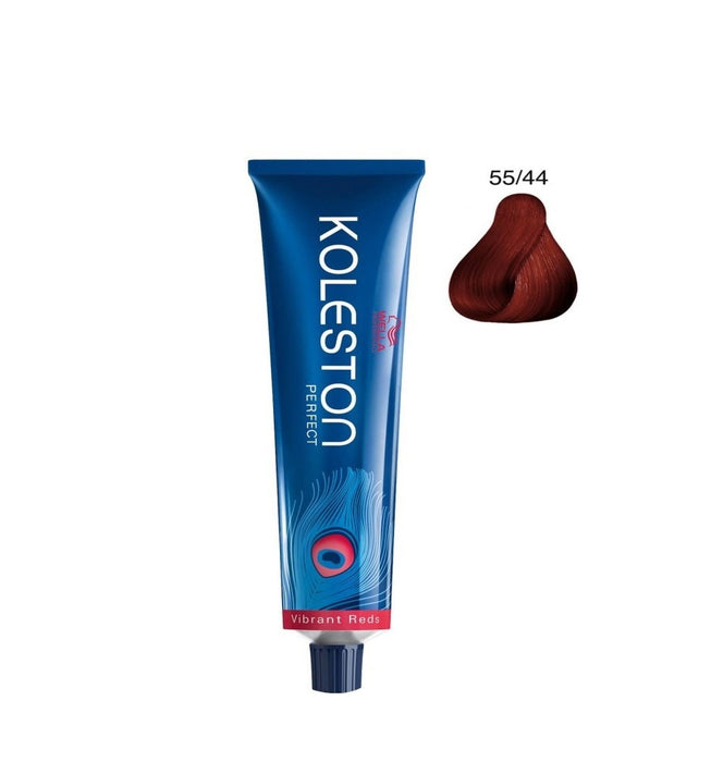 Vopsea permanentă de păr Wella Professionals Koleston Perfect Me+, nuanța 55/44 Intense Light Brown Red Red, 60 ml