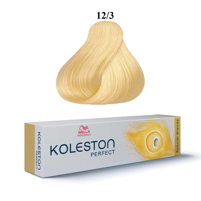 Vopsea permanentă de păr Wella Professionals Koleston Perfect, nuanța 12/3 Special Gold Blonde, 60 ml