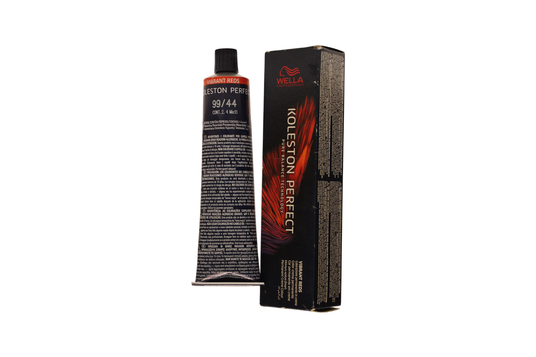 Vopsea permanentă de păr Wella Professionals Koleston Perfect, nuanța 99/44 Bright Blonde Deep Red Intense, 60 ml, tester