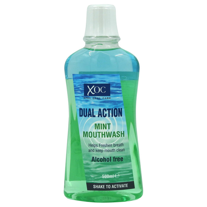 Apă de gură XOC Dual-Action Mint, fără alcool, mentă, 500 ml