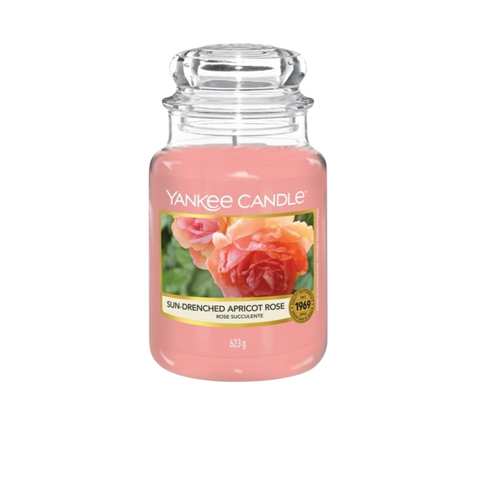Lumânare parfumată Yankee Candle Sun-Drenched Apricot Rose, caisă însorită și floare de nectarină, 623 g