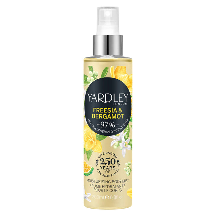 Spray parfumat pentru corp Yardley Freesia & Bergamot, hidratant, pentru femei, 200 ml