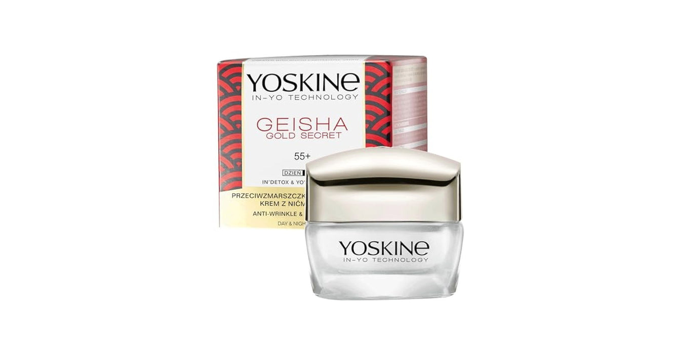 Cremă de față Yoskine Geisha Gold Secret, regeneratoare, de zi și de noapte, 55+, 50 ml