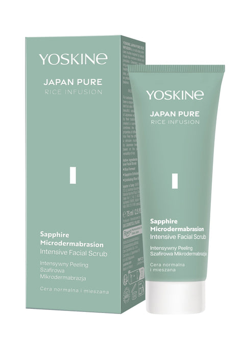 Scrub de față Yoskine Japan Pure Sapphire Microdermabrasion, exfoliant cu safir, pentru ten normal și mixt, 75 ml