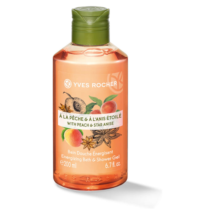 Gel de duș Yves Rocher Peach Star Anise, energizant, pentru toate tipurile de piele, 200 ml
