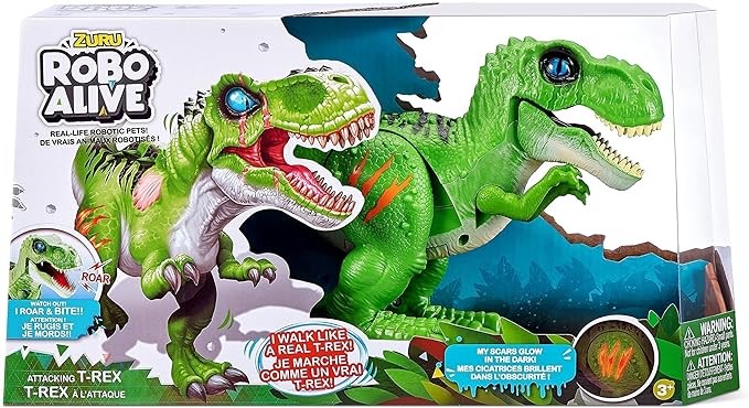 Dinozaur interactiv Zuru Robo Alive T-Rex roșu, 3+ ani