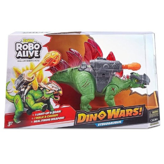 Dinozaur de jucărie Zuru Robo Alive Dino Wars Stegosaurus, 32 cm, 3+ ani, efecte luminoase și sonore