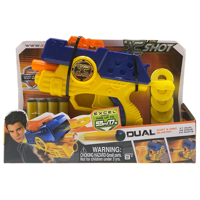 Blaster cu proiectile din spumă Zuru X-Shot Excel Dual, cu săgeți și discuri